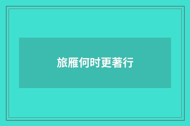 旅雁何时更著行