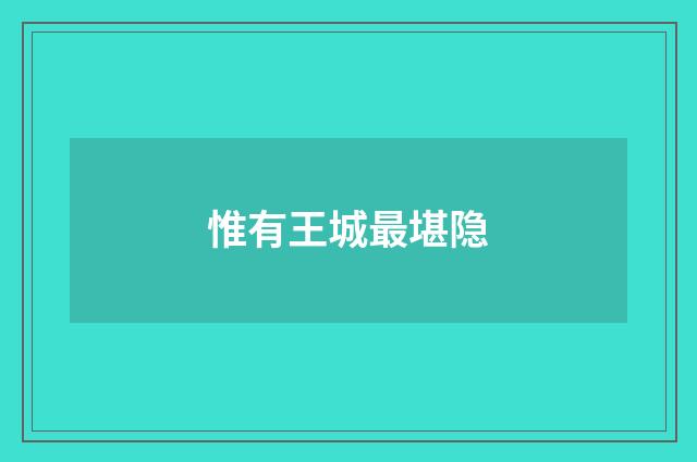 惟有王城最堪隐