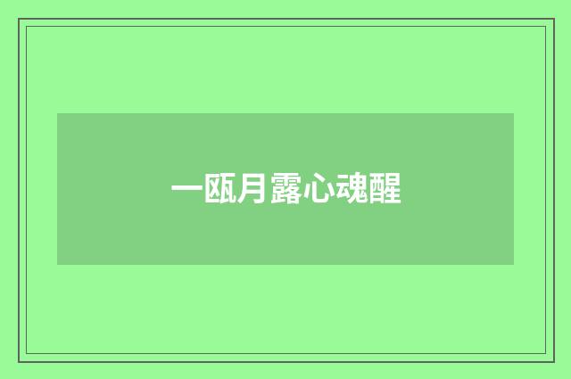 一瓯月露心魂醒