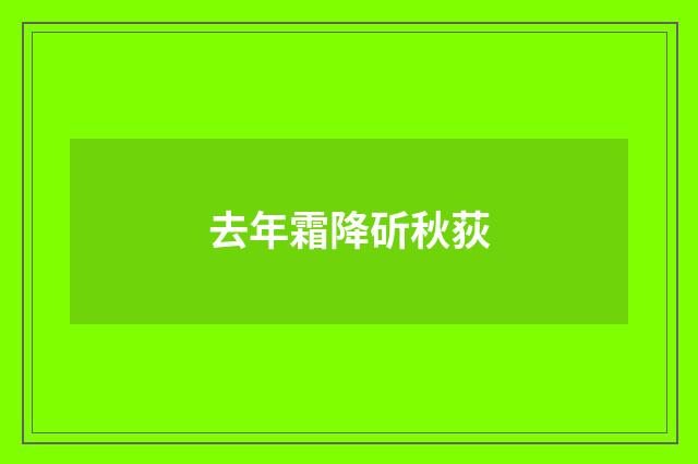 去年霜降斫秋荻