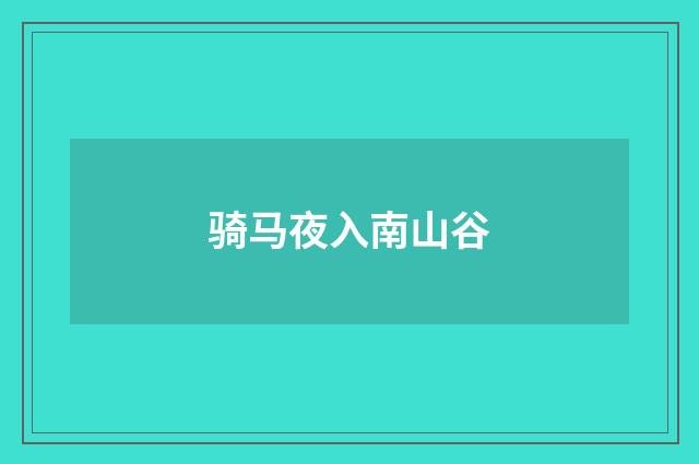 骑马夜入南山谷
