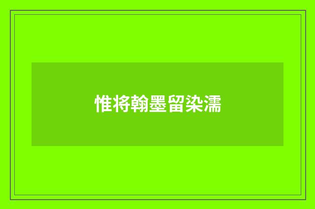 惟将翰墨留染濡
