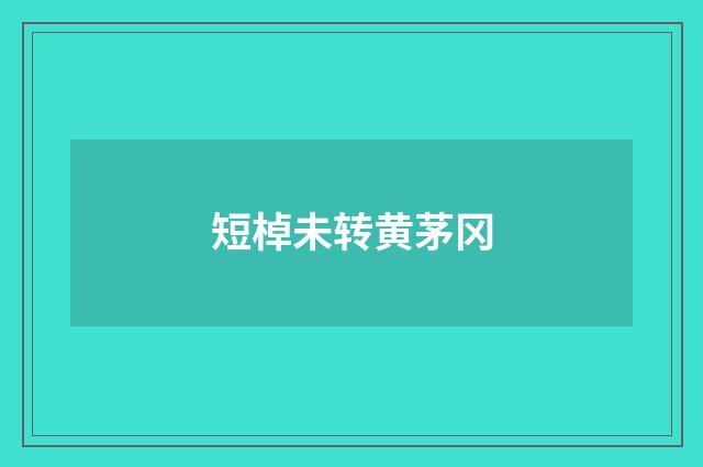 短棹未转黄茅冈