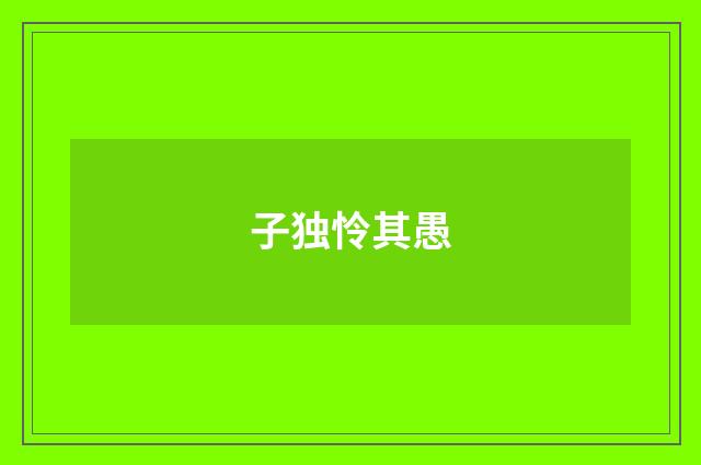 子独怜其愚