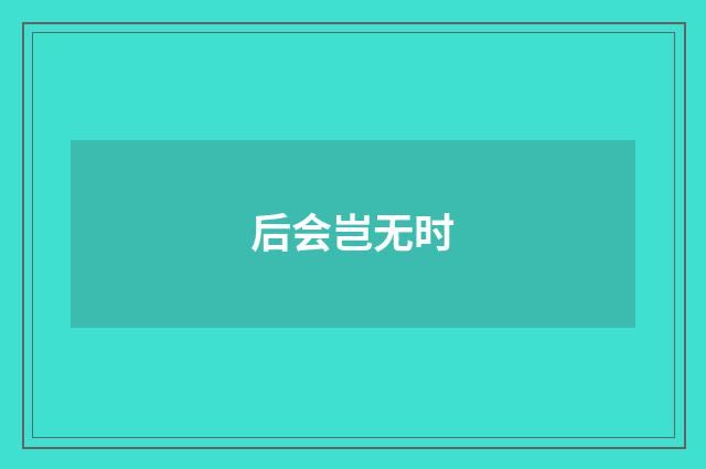后会岂无时
