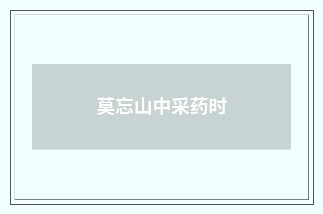 莫忘山中采药时