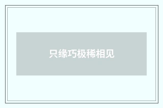 只缘巧极稀相见