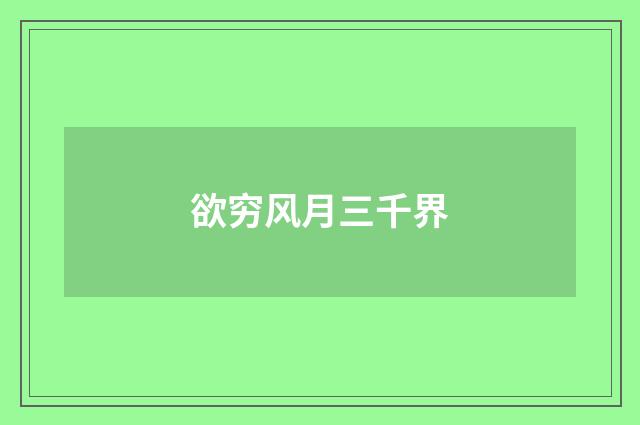 欲穷风月三千界