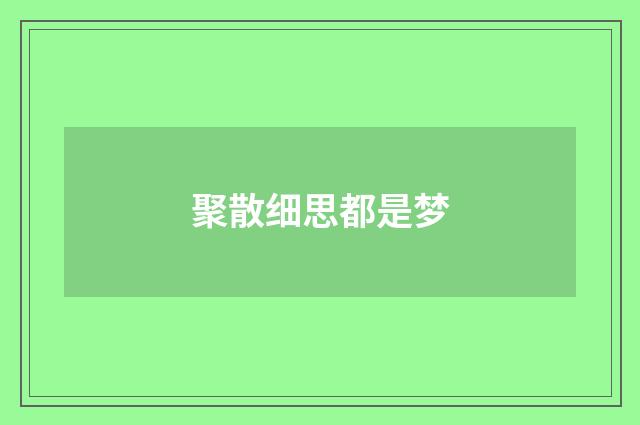 聚散细思都是梦
