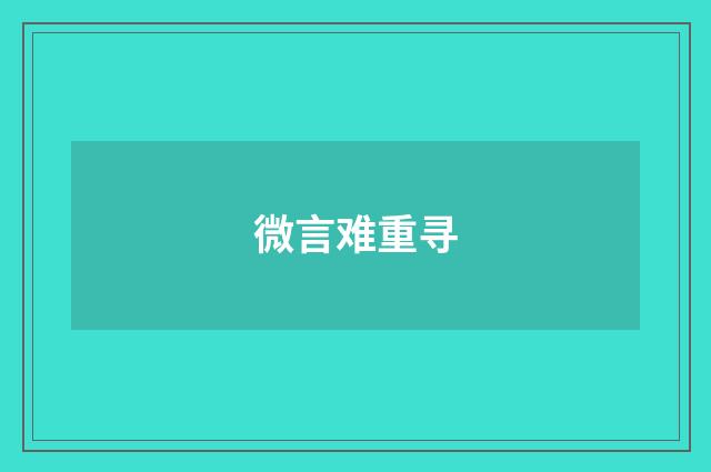 微言难重寻