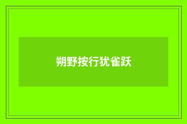 朔野按行犹雀跃