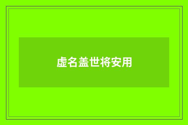 虚名盖世将安用