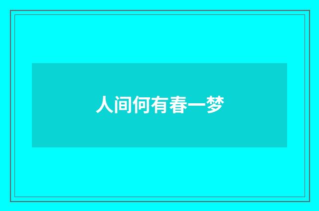 人间何有春一梦