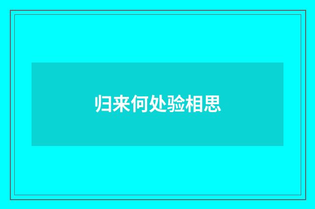 归来何处验相思