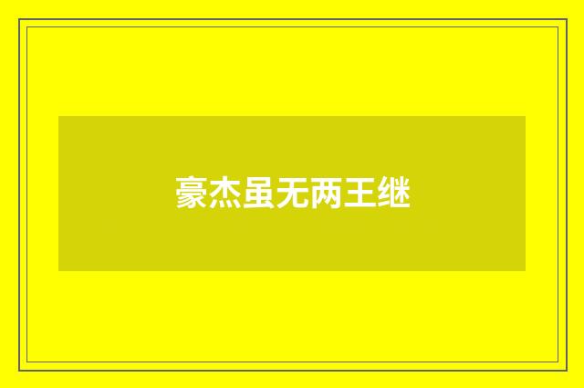 豪杰虽无两王继