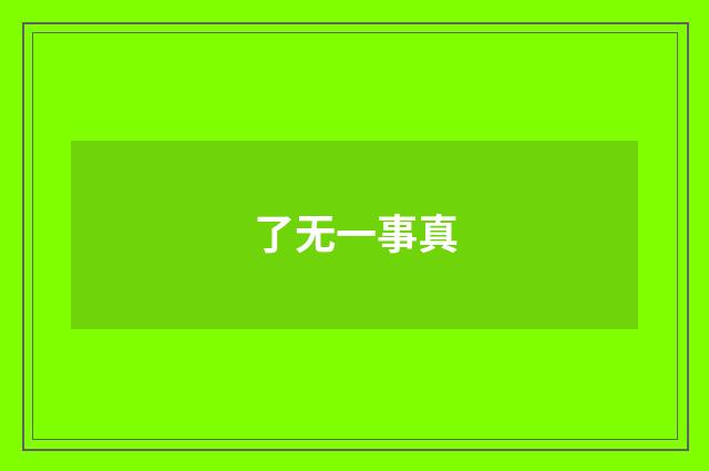 了无一事真