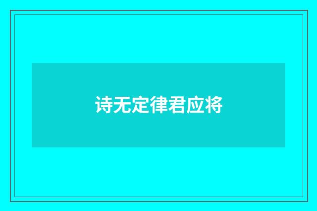 诗无定律君应将