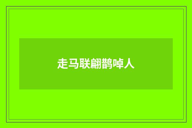走马联翩鹊啅人