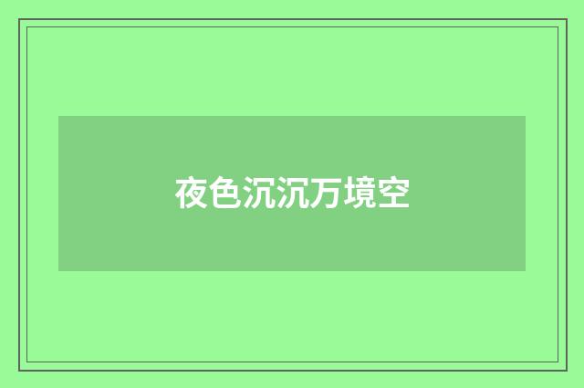 夜色沉沉万境空