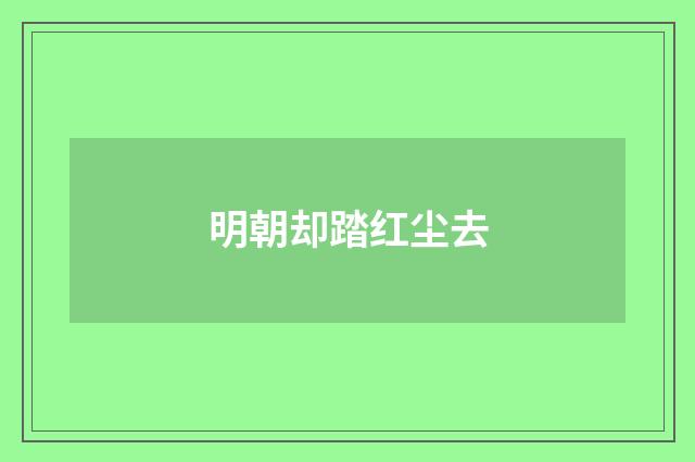 明朝却踏红尘去