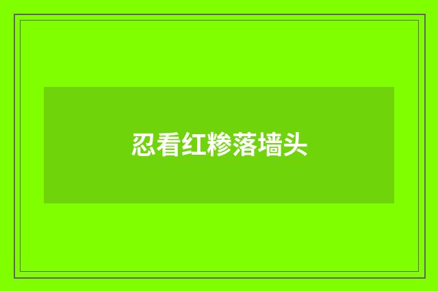 忍看红糁落墙头
