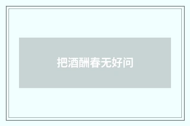 把酒酬春无好问