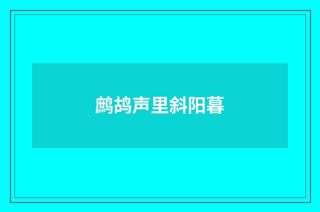 鹧鸪声里斜阳暮