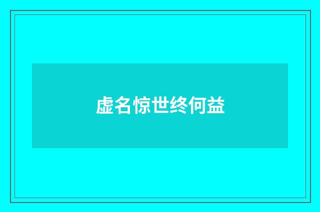 虚名惊世终何益