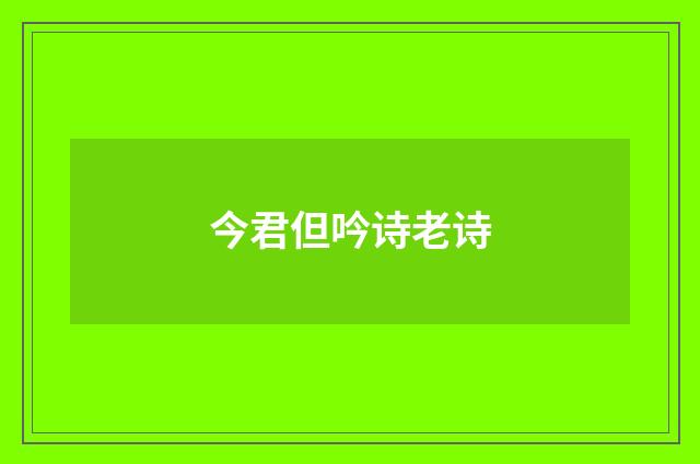 今君但吟诗老诗