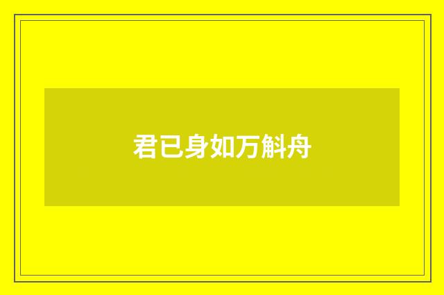 君已身如万斛舟