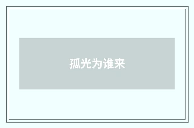孤光为谁来