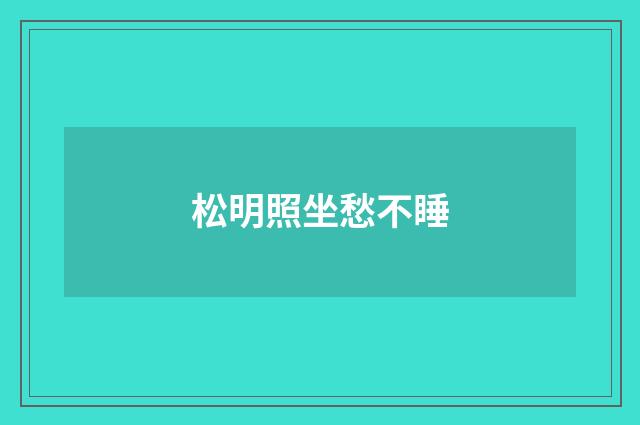 松明照坐愁不睡