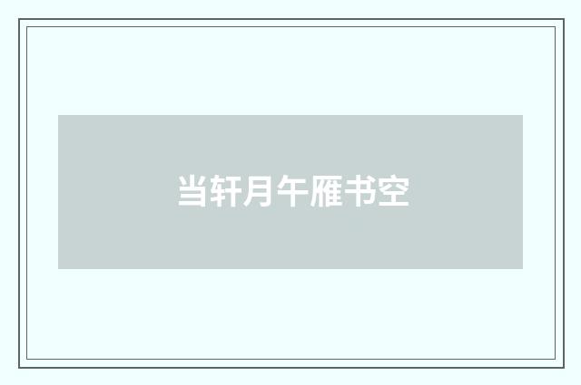 当轩月午雁书空