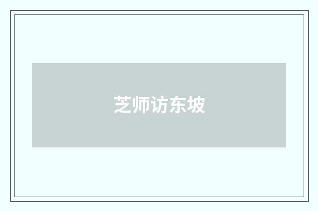 芝师访东坡