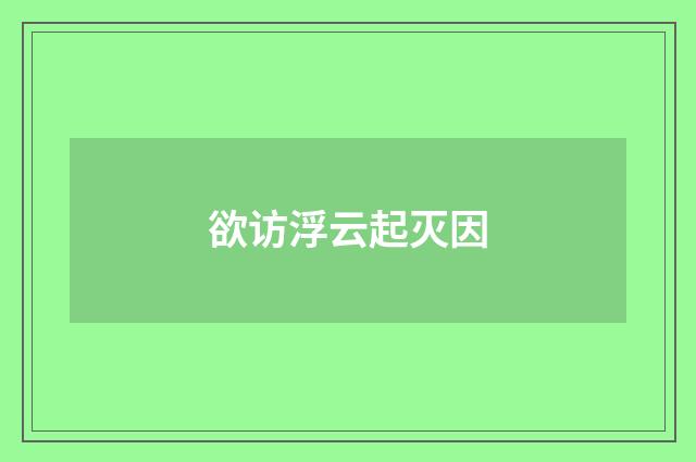 欲访浮云起灭因