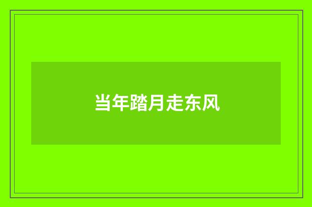 当年踏月走东风