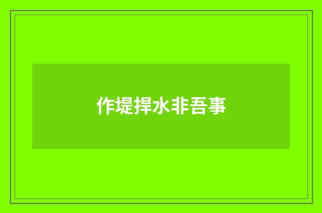 作堤捍水非吾事