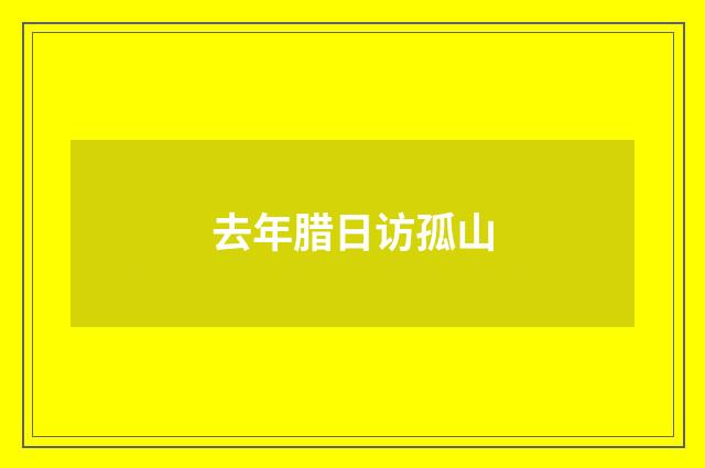 去年腊日访孤山