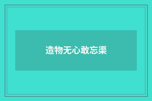 造物无心敢忘渠
