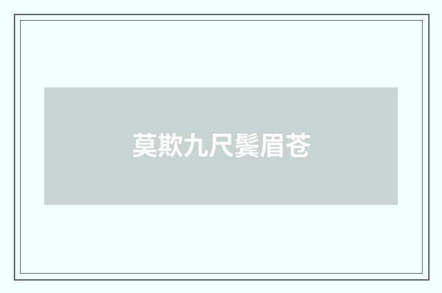 莫欺九尺鬓眉苍