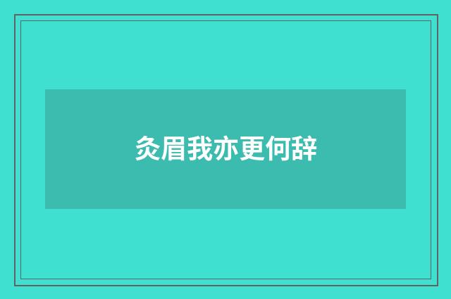 灸眉我亦更何辞