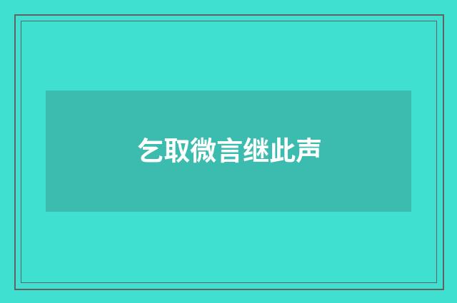 乞取微言继此声