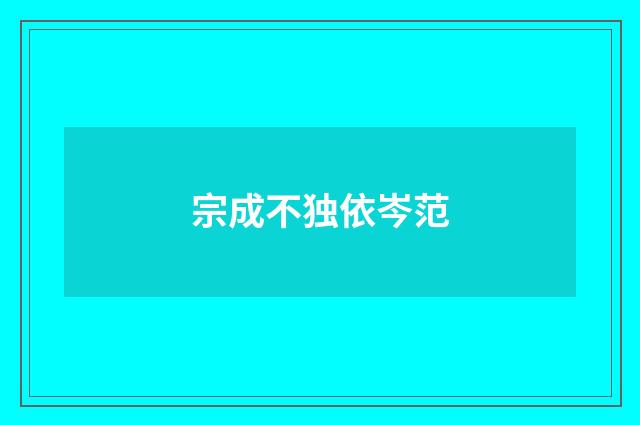 宗成不独依岑范
