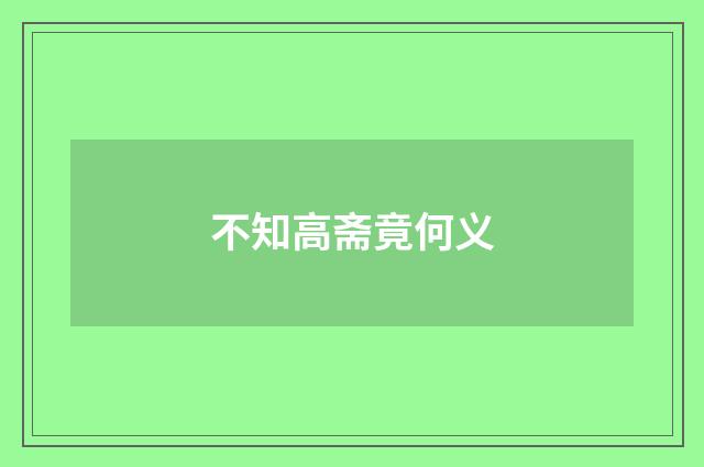 不知高斋竟何义