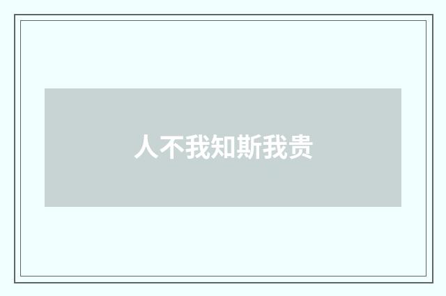 人不我知斯我贵