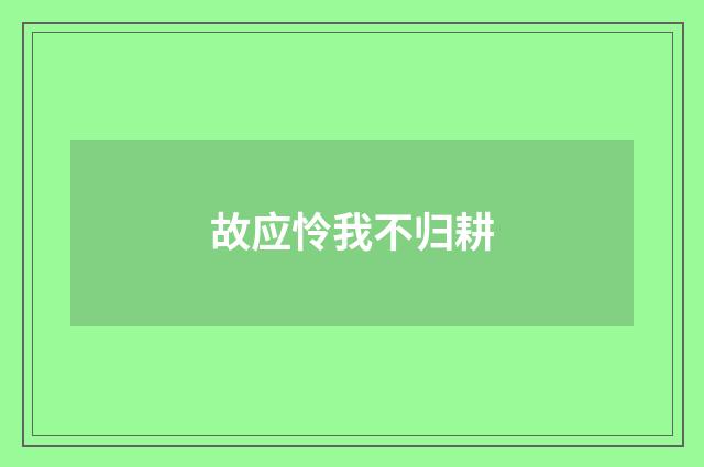 故应怜我不归耕