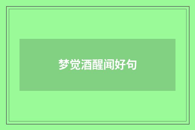 梦觉酒醒闻好句