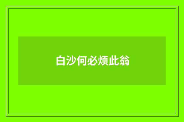白沙何必烦此翁