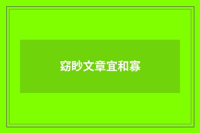窈眇文章宜和寡