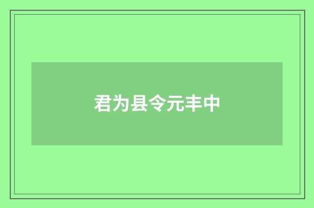 君为县令元丰中